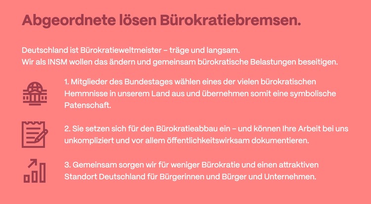 Initiative Neue Soziale Marktwirtschaft (INSM): Um das Bürokratiemonster zu besiegen: INSM kombiniert Tinder und Abgeordnetenwatch / Das neue Bürokratie-Paten-Portal ist da