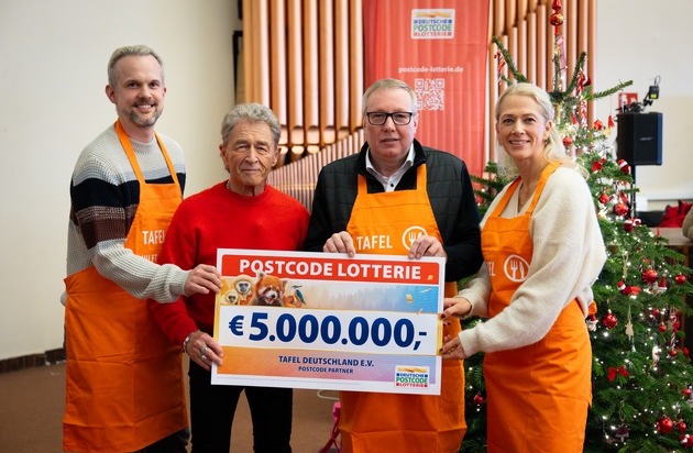 Deutsche Postcode Lotterie: Postcode Lotterie vergibt Rekord-Förderung: Peter Maffay überreicht 5-Millionen-Euro-Scheck an Tafel Deutschland