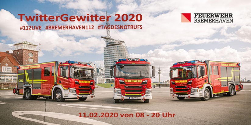 FW Bremerhaven: Live dabei: 2. &quot;Twittergewitter&quot; der Berufsfeuerwehren Feuerwehr Bremerhaven beteiligt sich am 11. Februar an bundesweiter Medienaktion
