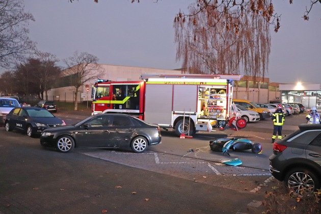 POL-ME: 54-jähriger Motorroller-Fahrer bei Verkehrsunfall schwer verletzt - Monheim am Rhein - 2011126