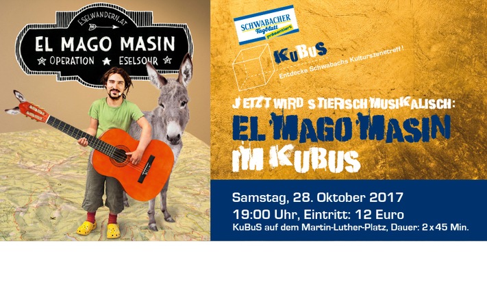 Herbstzeit ist KuBuS-Zeit: El Mago Masin tritt am 28. Oktober im Schwabacher Kulturbus auf