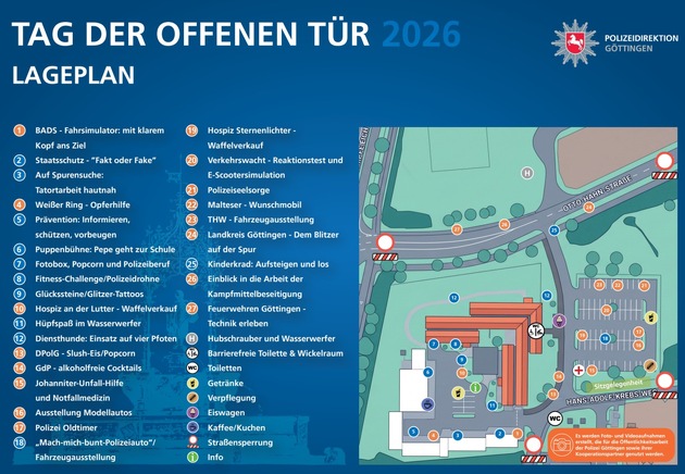 POL-G&Ouml;: (242/2026) Nur noch wenige Tage bis zum "Tag der offenen T&uuml;r" der Polizei in G&ouml;ttingen-Weende - Programm und Lageplan mit Stationen auf der Homepage abrufbar, Tipps zu Anfahrt und Parken