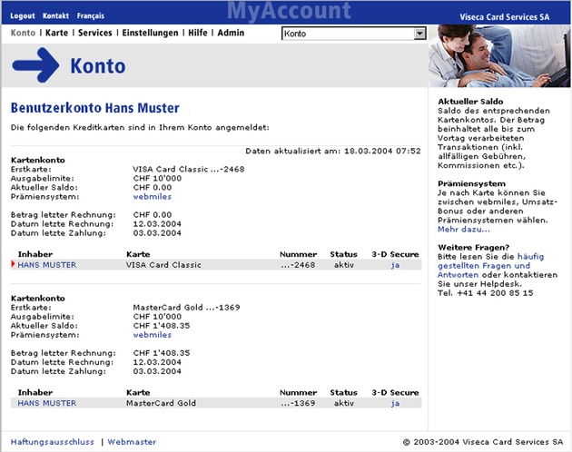 Viseca Card Services SA: Ausgaben jederzeit online unter Kontrolle
