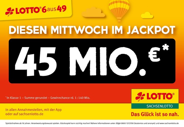 Lottojackpot: Mehr geht nicht: 45 Millionen Euro zur Mittwochziehung