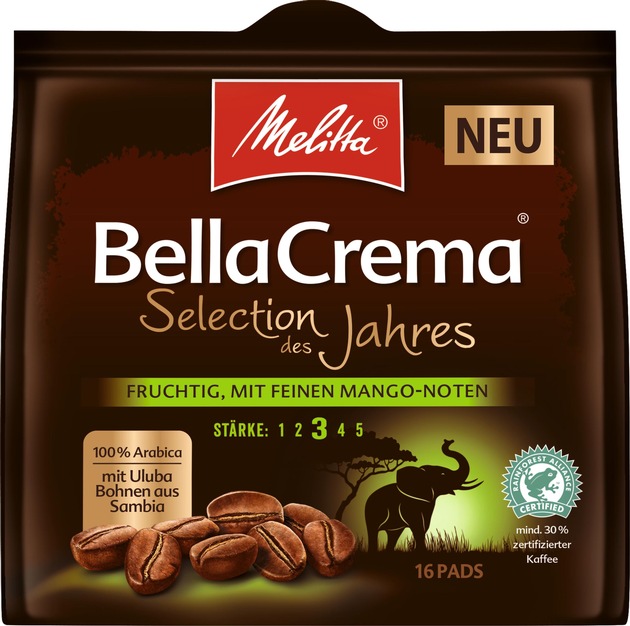 Neuer Melitta Kaffeegenuss mit fruchtigen Mango-Noten / Die Melitta &quot;BellaCrema Selection des Jahres 2019&quot; mit Uluba-Bohnen aus Sambia