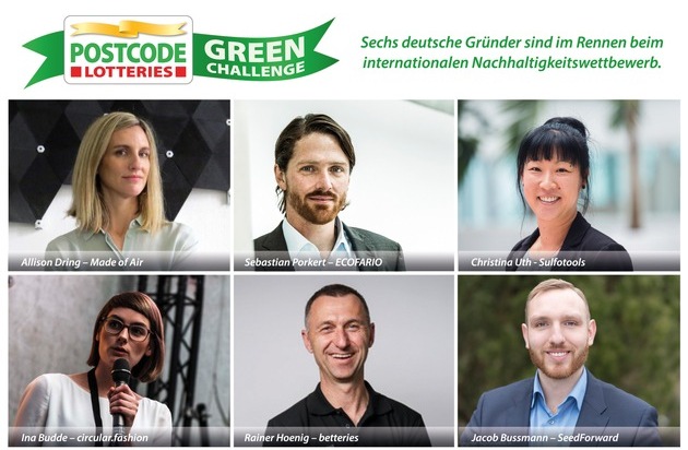 Deutsche Postcode Lotterie: 25 Startups haben die Chance auf eine halbe Million Euro bei der Postcode Lotteries Green Challenge