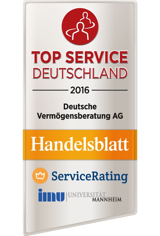 Rating &quot;Top Service Deutschland&quot;
Deutsche Vermögensberatung als bester Finanzdienstleister ausgezeichnet