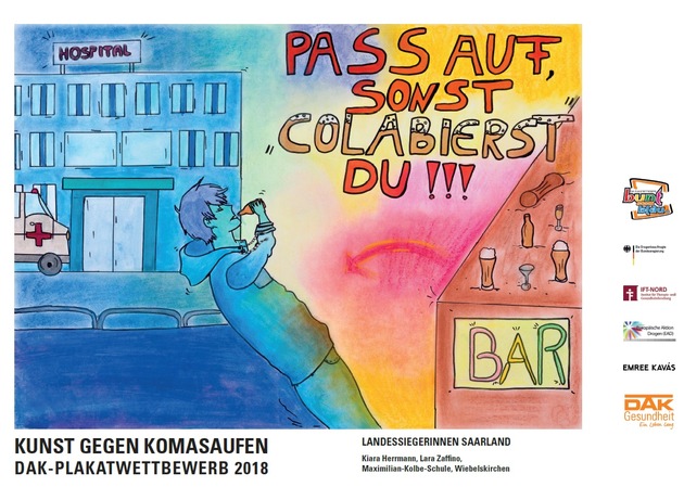 bunt statt blau: Schülerinnen aus Wiebelskirchen gewinnen Plakatwettbewerb gegen Komasaufen im Saarland
