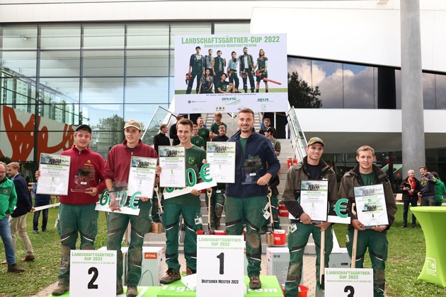 Johannes Freigang und Marc-Kevin Richter (Sachsen) gewinnen  Landschaftsgärtner-Cup 2022 auf der Messe GaLaBau