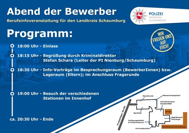 POL-NI: Landkreis Schaumburg - Save the date! Berufsinfoveranstaltung der Schaumburger Polizeidienststellen