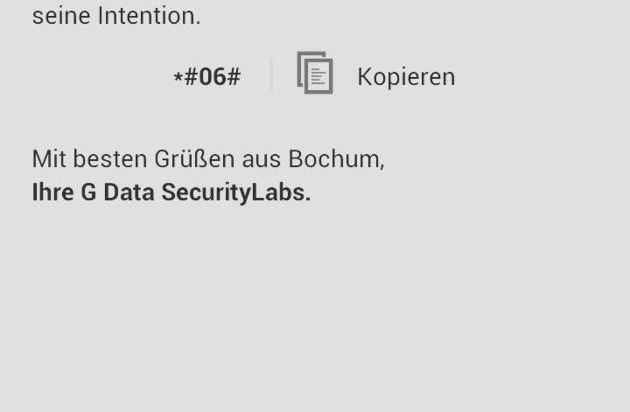 G DATA CyberDefense AG: G Data App schützt vor USSD-Sicherheitslücke bei Android-Smartphones / Deutscher Security-Hersteller bietet betroffenen Nutzern eine kostenlose Sicherheits-App an (BILD)