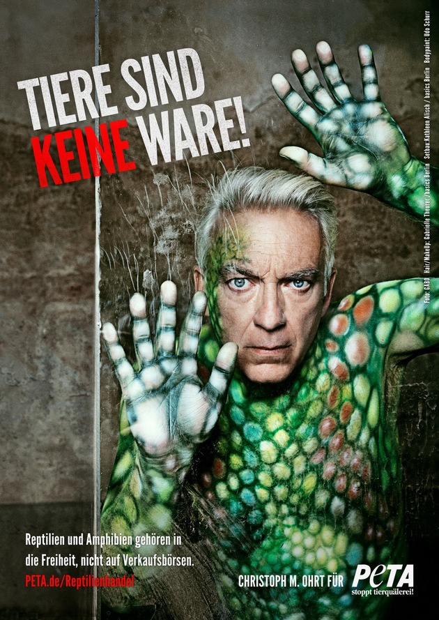 Kritik an Terraristika in Hamm: Christoph M. Ohrt appelliert an Bevölkerung, Reptilienbörsen zu meiden / Schauspieler setzt sich in neuer PETA-Kampagne für exotische Tiere ein