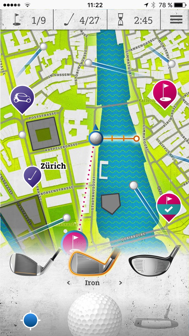 A présent, mon smartphone est aussi un club de golf / La nouvelle Mixed Reality App &quot;smart urban golf&quot; met le golf urbain sur le téléphone mobile