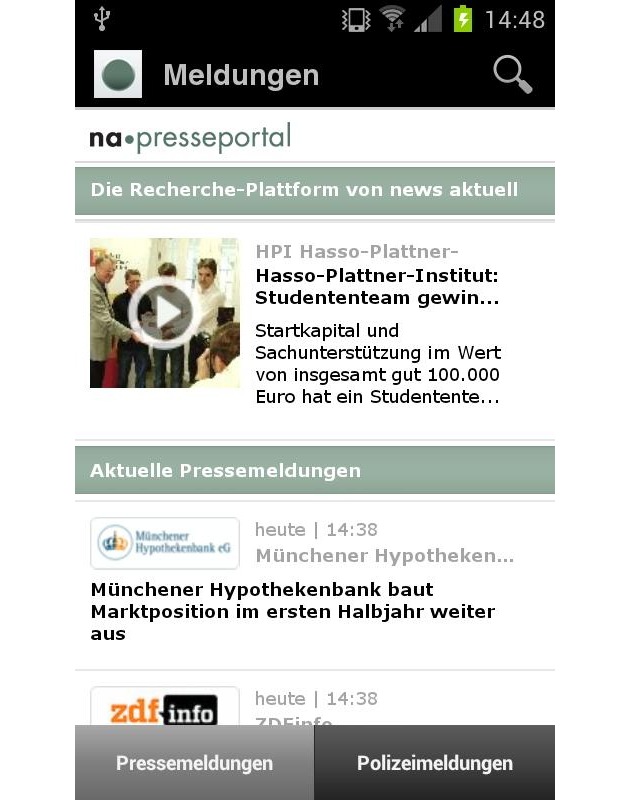 Presseportal.de jetzt auch als Android-App / dpa-Tochter news aktuell baut Präsenz im mobilen Web aus (BILD)