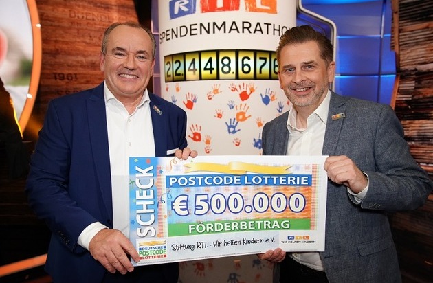 Deutsche Postcode Lotterie: Deutsche Postcode Lotterie unterstützt RTL-Spendenmarathon mit einer halben Million Euro