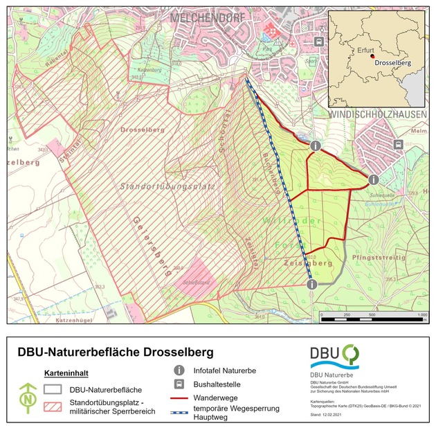 Holzfällarbeiten: Hauptwanderweg auf DBU-Naturerbefläche Drosselberg kurzzeitig gesperrt