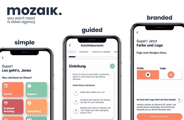 Allgäuer Startup Dynamic Video launcht Video-App Mozaik zur schnellen, kostengünstigen und einfachen Videoproduktion für Unternehmen