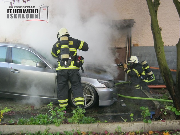 FW-MK: Fahrzeugbrand und automatischer Brandmeldealarm