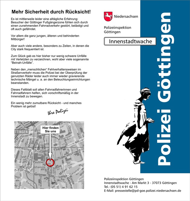 POL-GOE: (188/2009) Innenstadtwache und Bereitschaftspolizei kontrollieren Radfahrer - 144 Verwarnungen ausgesprochen