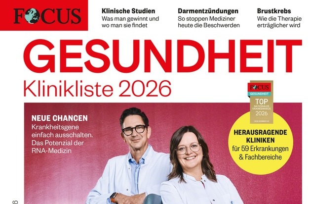 FOCUS-Gesundheit: Die Klinikliste 2026 von FOCUS-Gesundheit: Empfehlungen für Fachkliniken in 59 medizinischen Fachgebieten