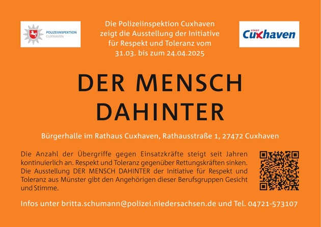 POL-CUX: Wanderausstellung &quot;Der Mensch dahinter&quot; vom 31.03. - 24.04.2025 im Rathaus der Stadt Cuxhaven (Fotos im Anhang)