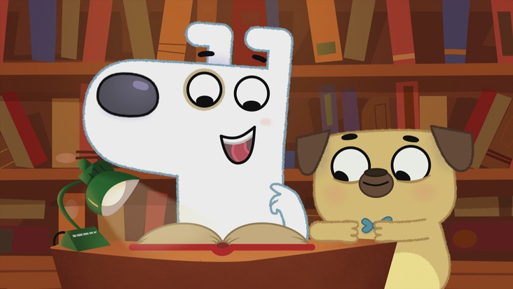 Weil in jedem Buch ein Abenteuer steckt: Neue KiKA-Animationsserie für Leseanfänger*innen / &quot;Der wunderliche Buchladen von Dog und Puck&quot; ab 5. September bei KiKA