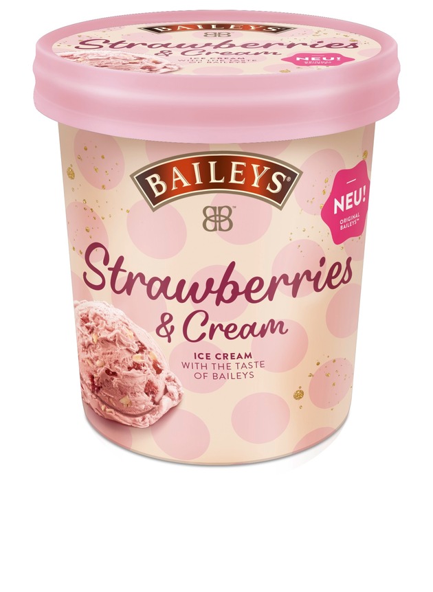 Sommer, Sonne, Strawberry - so schmeckt Baileys® Eis Strawberries &amp; Cream / Die neue Premium Eiscreme mit typischem Baileys-Likörgeschmack bringt den Sommer nach Hause