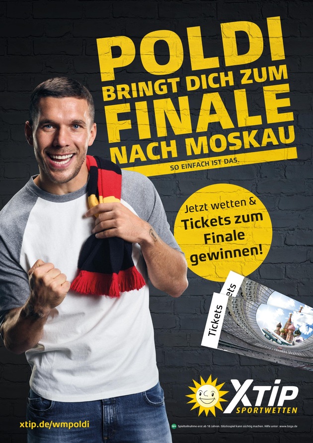 Mit Lukas Podolski und XTiP zur WM nach Moskau / XTiP präsentiert neue Kampagne zur Fußballweltmeisterschaft