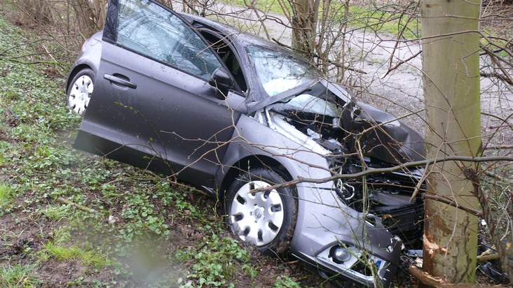 POL-DN: Fahrt endet am Baum