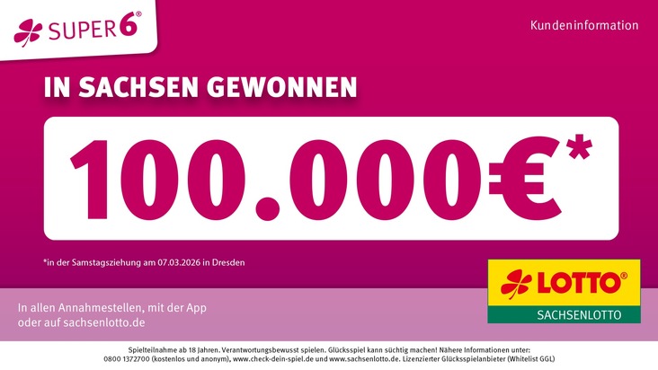Dreifaches Lotto-Gl&uuml;ck: Zweimal 277.777 Euro und 100.000 Euro in Sachsen gewonnen