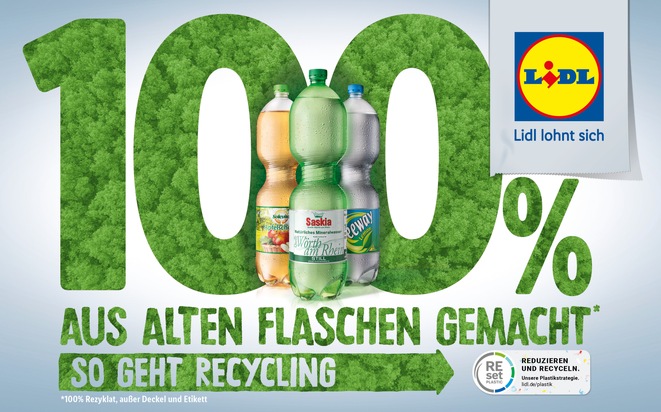 Lidl und Kaufland: Alle PET-Einwegpfandflaschen der Schwarz Produktion zu 100 Prozent aus recyceltem PET