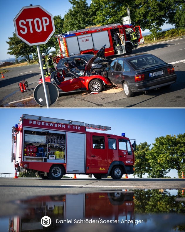 FW Ense: Verkehrsunfall -MANV 1- B516 Bittinger Haarweg