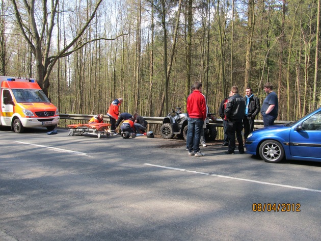 POL-HOL: Landesstraße 550 - Gemarkung Lüchtrigen: Verletzter nach Unfall mit Quad - Fahrer leicht verletzt / 10.000,-- EUR Sachschaden -