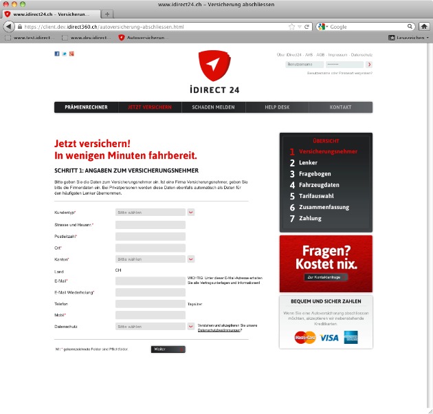 iDirect24.ch: Die erste papierlose Autoversicherung der Schweiz geht online