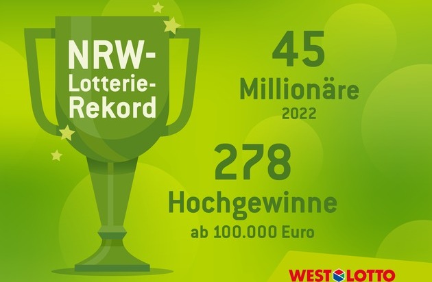 WestLotto: WestLotto-Gewinnerbilanz 2022 / 45 Millionäre - so viele wie nie