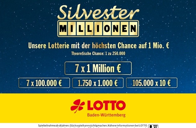 Lotto Baden-Württemberg: Lotterie Silvester-Millionen glänzt mit noch mehr Gewinnen