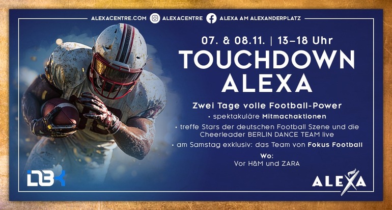Pressemitteilung: Das ALEXA begeistert am 7. und 8. November mit American Football Event zum Mitmachen
