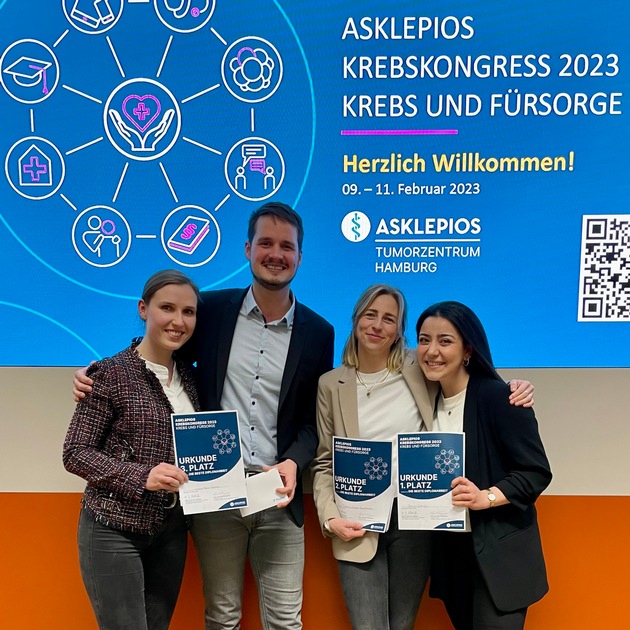 Asklepios Campus Hamburg: Vier Studierende beim Asklepios Krebskongress 2023 mit dem Diplompreis ausgezeichnet
