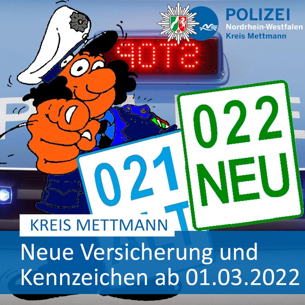 POL-ME: Grüne Versicherungskennzeichen ab dem 01. März 2022 - Kreis Mettmann - 2202117