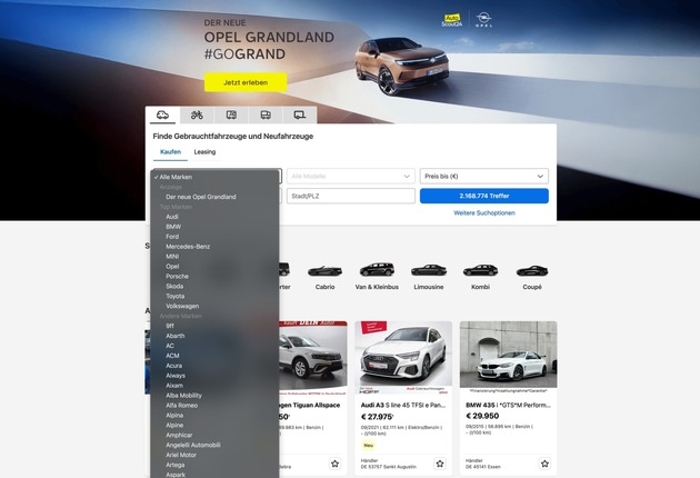 Digitaler Hersteller-Showroom: Opel setzt als erster Partner auf den neuen Brand Hub von AutoScout24 Media