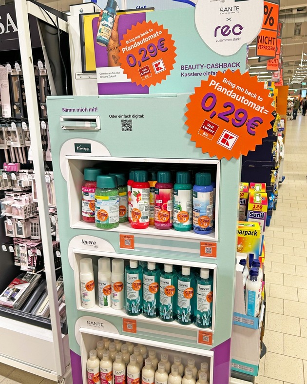 Pflegeprodukt trifft Pfandautomat: reo testet Rückgabe von Naturkosmetikverpackungen bei Kaufland und VollCorner