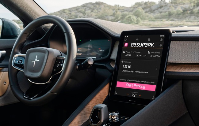 EasyPark im Polestar 2: Integrierte App automatisiert den Parkvorgang