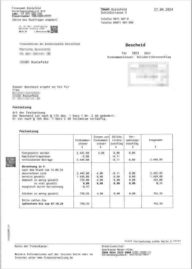 POL-BI: Gefälschter Steuerbescheid 2023