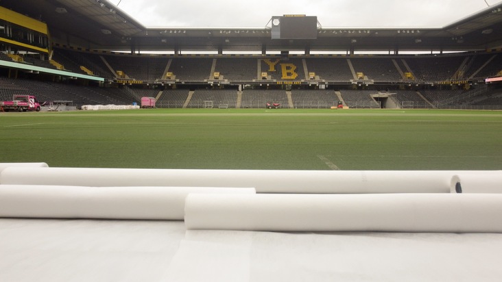 Naturrasen auf Kunstrasen - eine spektakuläre Verwandlung für Europas Fussballbühne / Der Naturrasen im Wankdorf ist verlegt