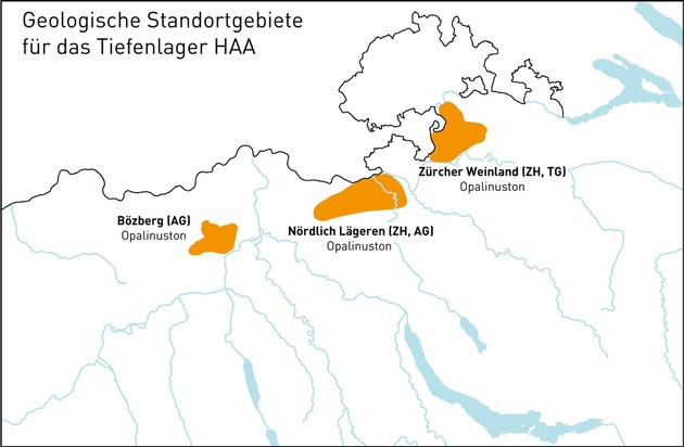 Nagra schlägt Standortgebiete für Tiefenlager vor