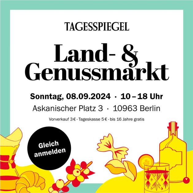 Veranstaltungsankündigung: Tagesspiegel Land- und Genussmarkt am 8. September