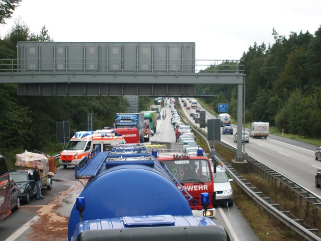 POL-WL: Verkehrsunfall mit mehreren Fahrzeugen und 5 Verletzten führt zu Vollsperrung und kilometerlangem Stau