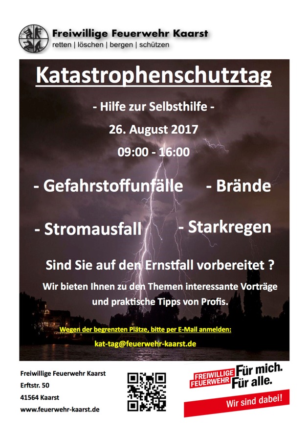 FW-NE: 1. Katastrophenschutztag der Freiwilligen Feuerwehr Kaarst am 26.08.2017