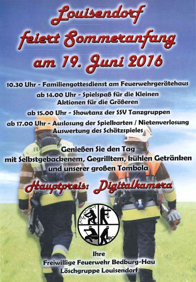 FW-KLE: Herzliche Einladung zum 30. Sommerfest der Freiwilligen Feuerwehr Bedburg-Hau