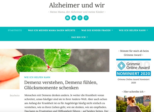 &quot;Alzheimer und wir&quot;: Blog von Baby-und-Familie-Redakteurin ist für den Grimme-Online-Award nominiert